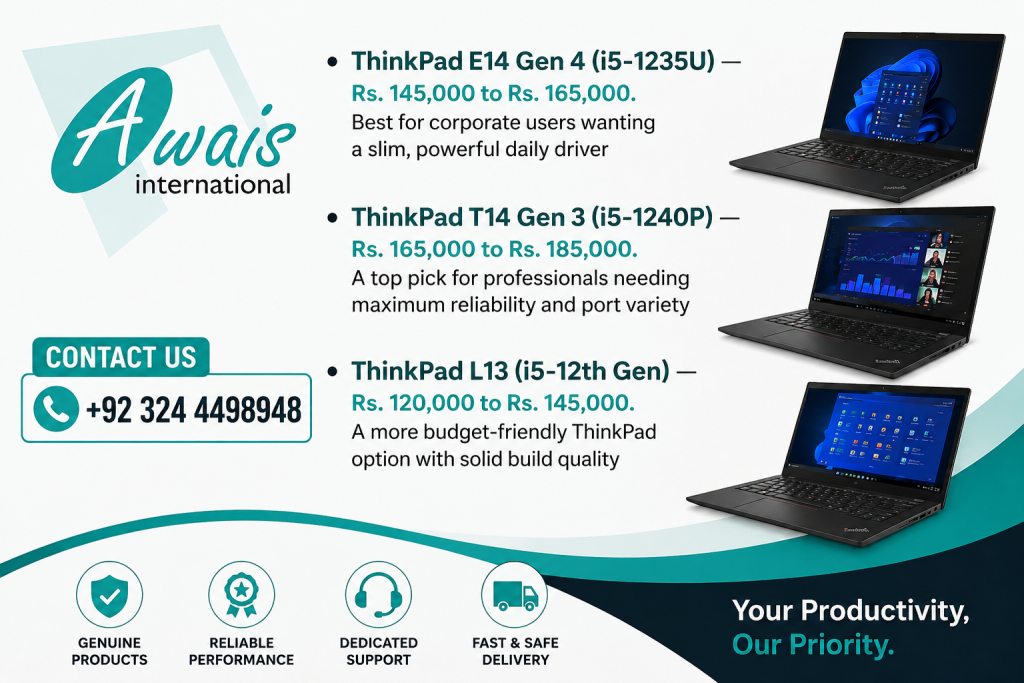 Popular ThinkPad models available in Pakistan in 2026 Awais International