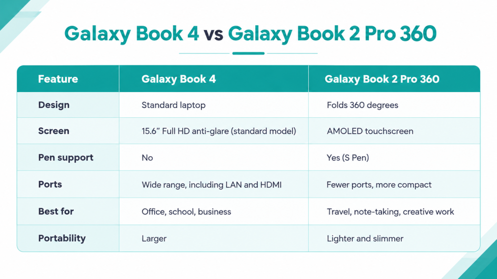 Galaxy Book Comparison Infographic